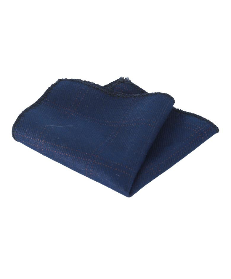 Mouchoir de Poche en Tweed à Motif Check pour Garçons et Hommes - Bleu Marine