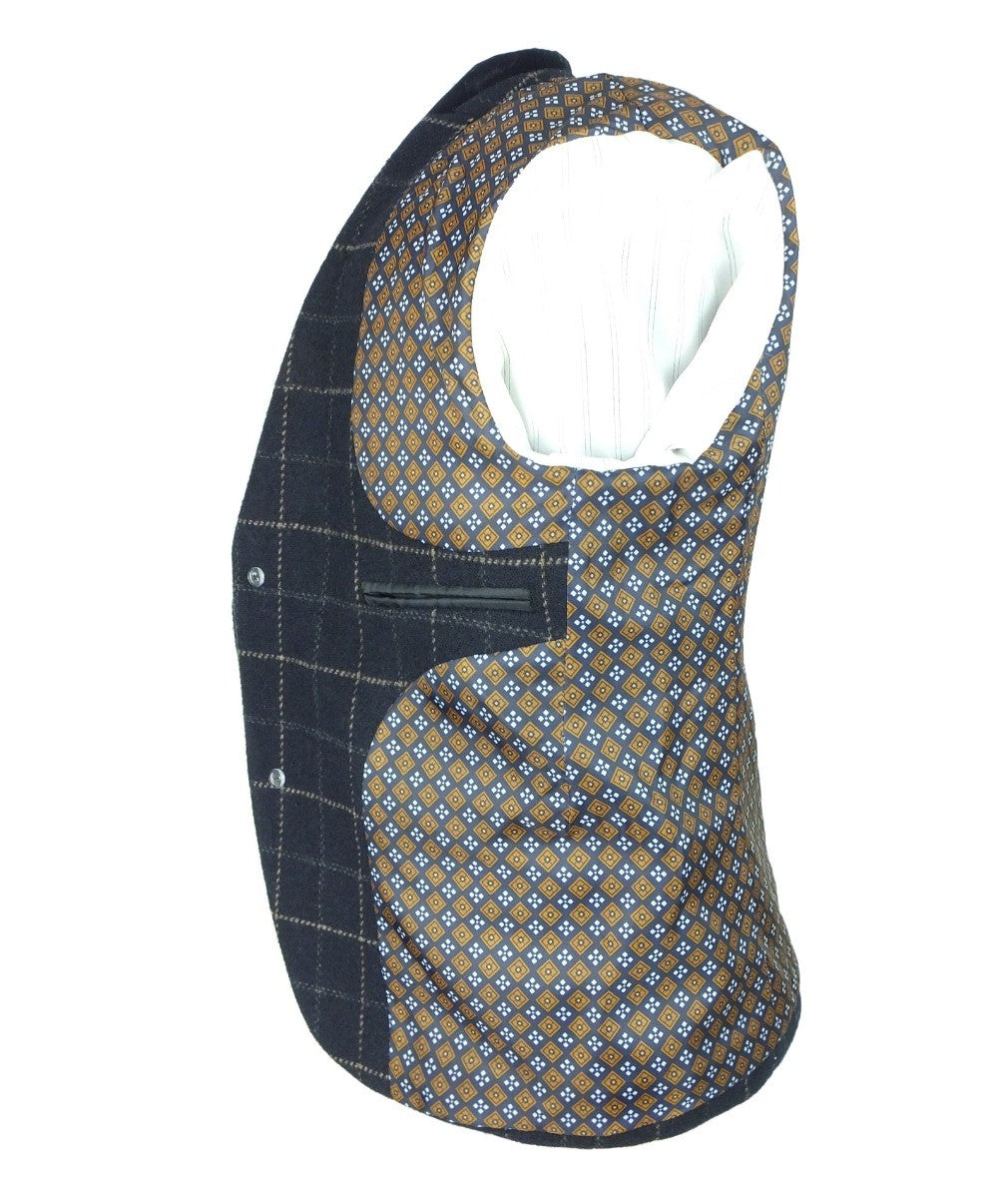 Boys Tweed Windowpane Check Slim Fit Suit - SHELBY - Navy Blue