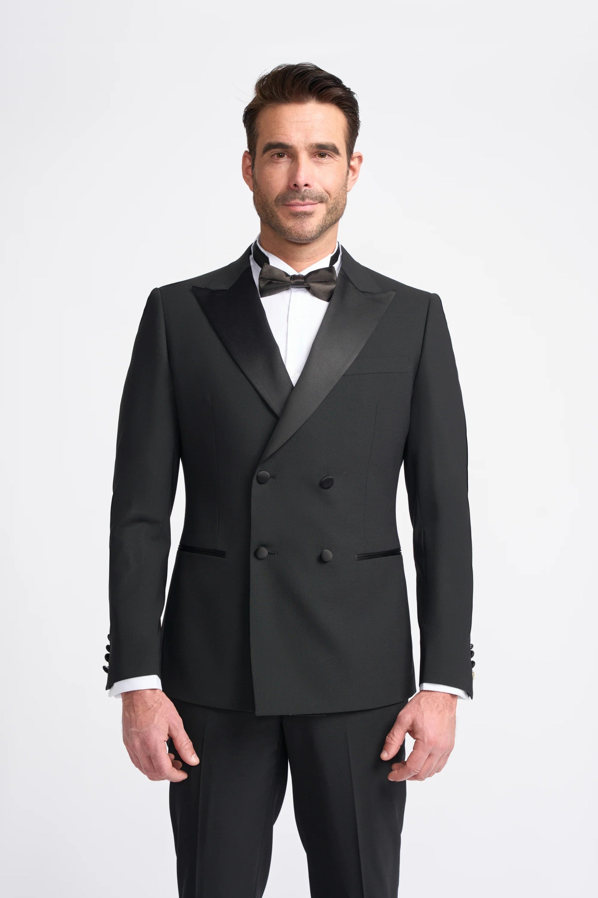 Veste de Costume Double Boutonnage à Revers Satin pour Homme - ASPEN D/B - Noir