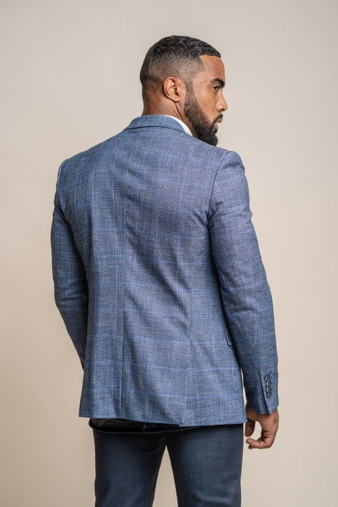 Men's Check Slim Fit Blue Suit - PHANTOM - Blue