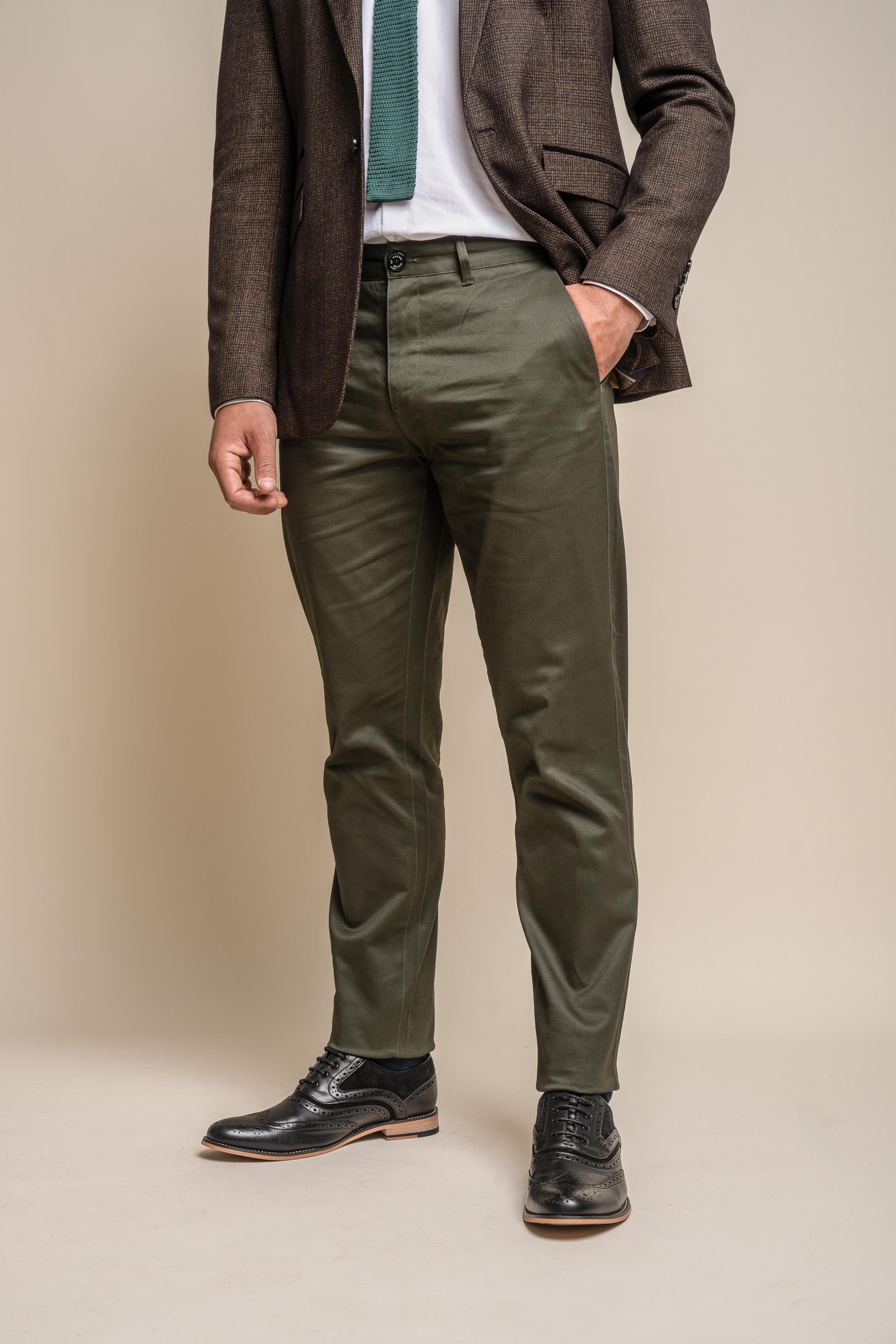 Chino décontracté en coton pour hommes - DAKOTA - Vert Olive