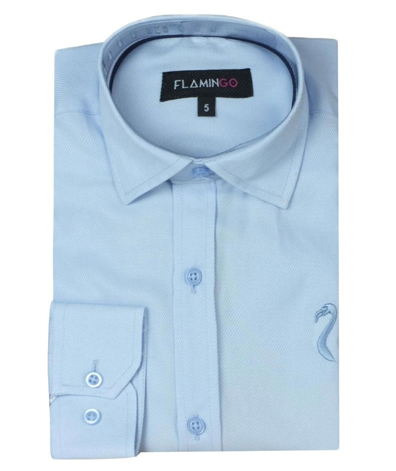 Chemise en Coton Slim Fit Bleu Ciel pour Garçons - Bleu Ciel