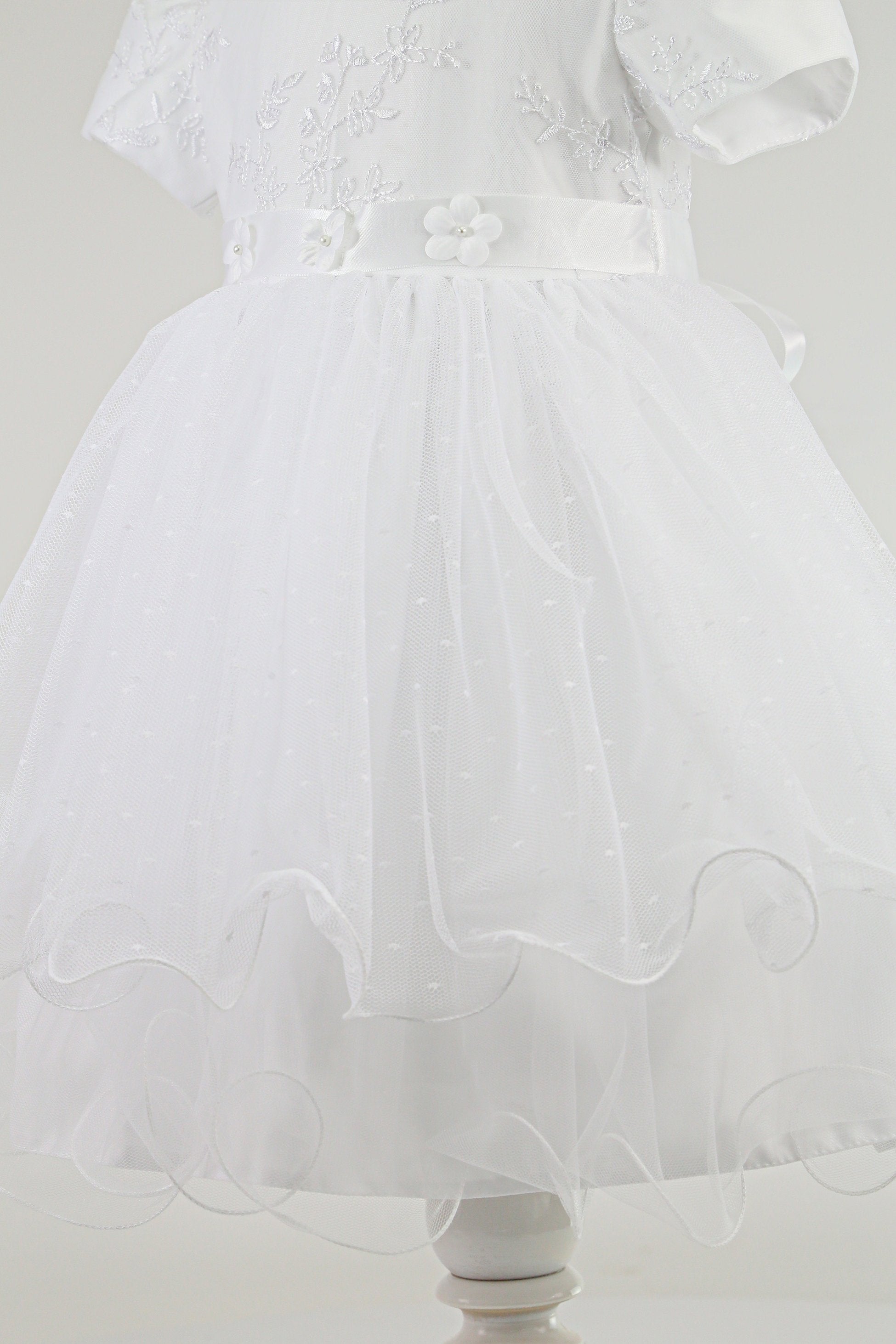 Baby Mädchen Ballonärmel Tüllkleid – B1038 - Weiß