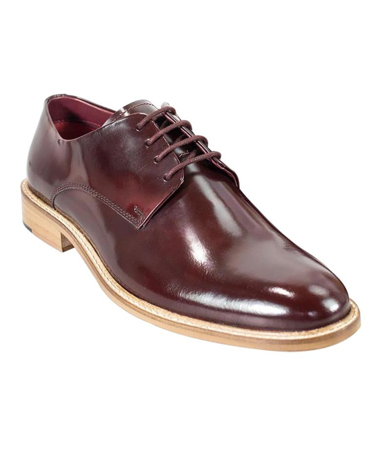 Chaussures Derby en cuir verni pour hommes - FOXTON - Vin