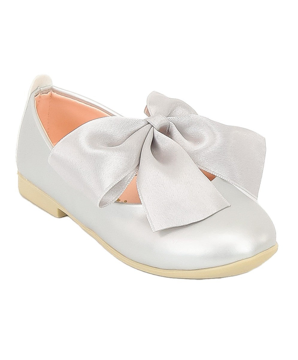 Girls Patent Flat Mary Jane Shoes - ELENA - Silver