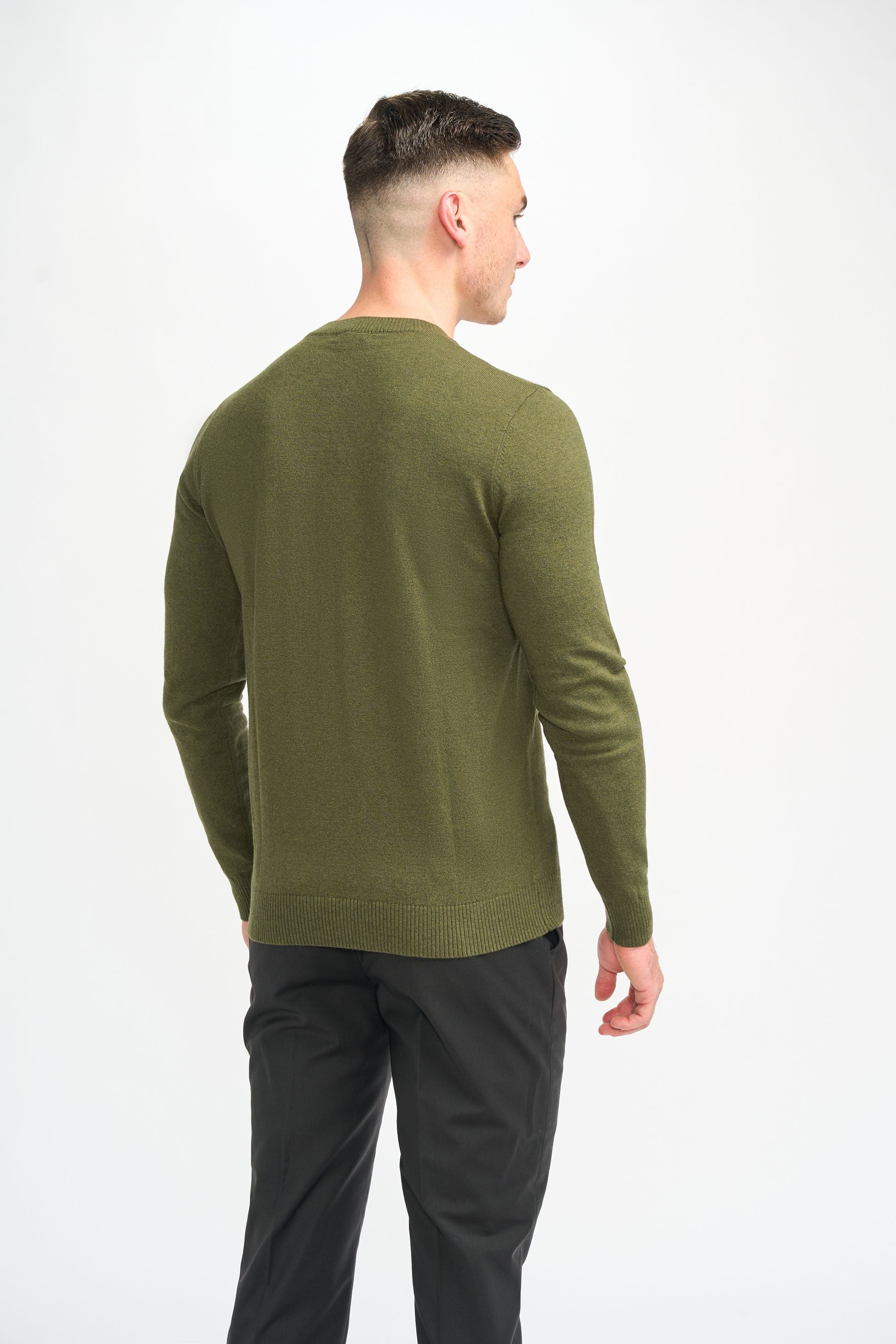 Pull en mélange laine vert olive pour hommes - Connall - Vert Olive