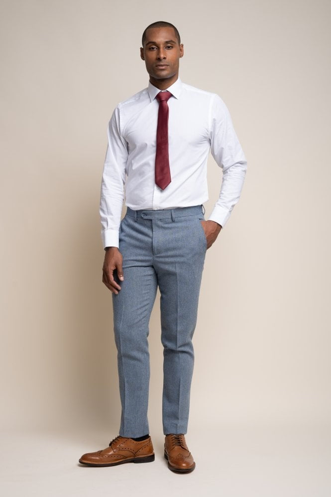 Pantalon en Tweed Slim Fit pour Homme - WELLS Blue - Bleu Clair