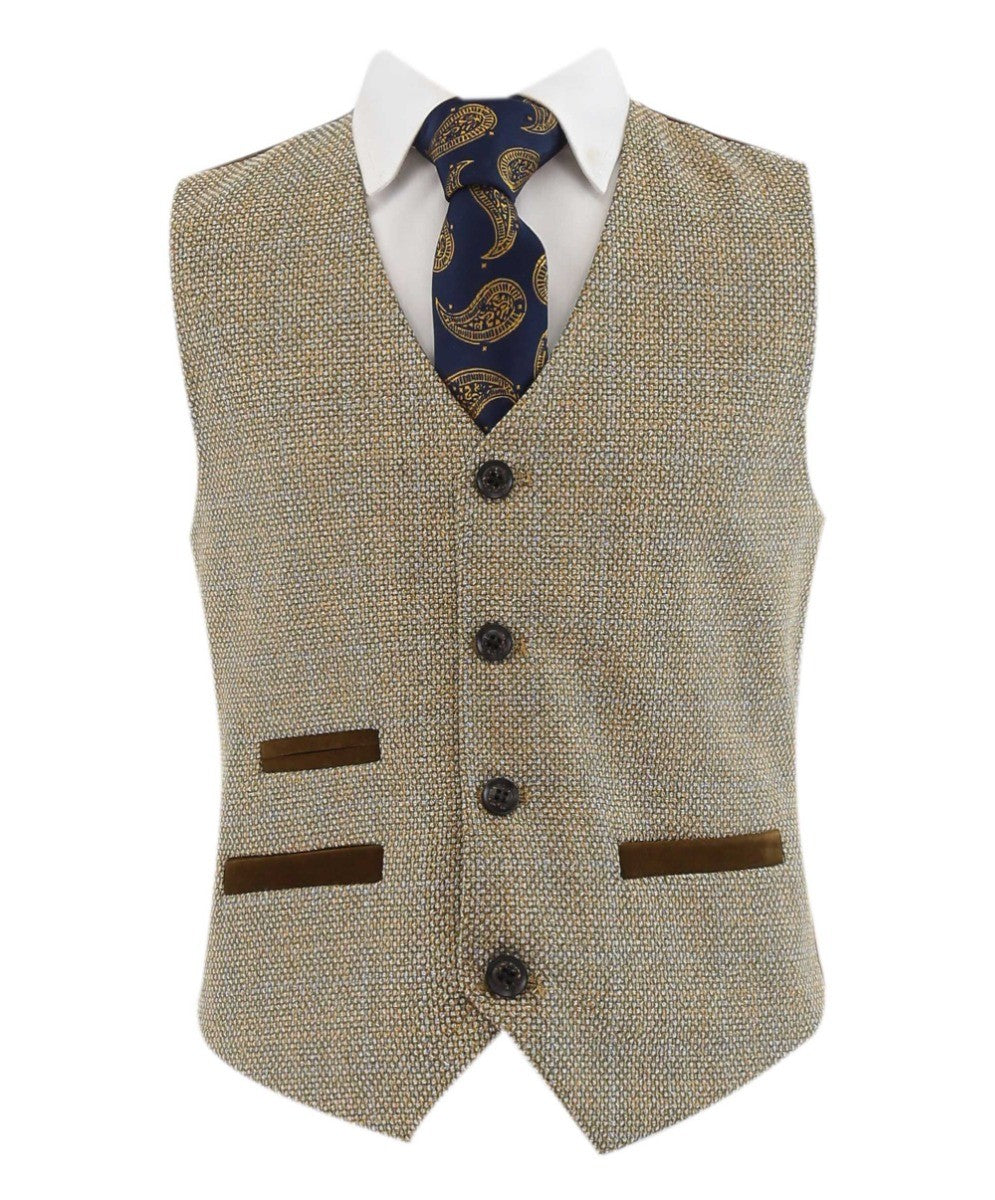 Costume Formel en Tweed Tailored Fit pour Garçons - Ralph - Beige