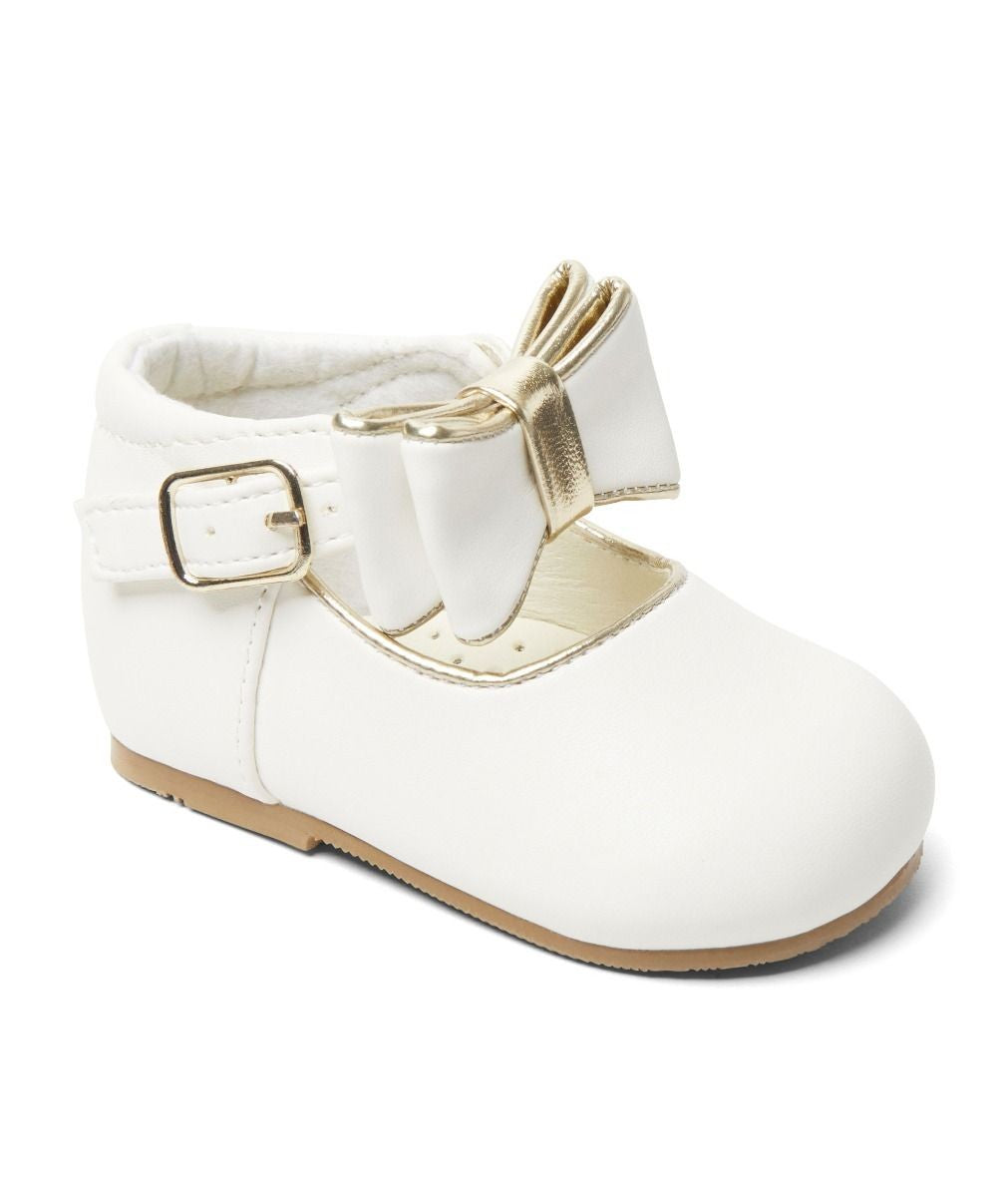 Chic Baby Girls Bow Buckle Shoes - SKY - White