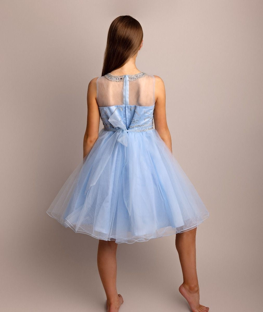 Robe en tulle avec embellissements en sequins pour filles - LOLA - Bleu Bébé