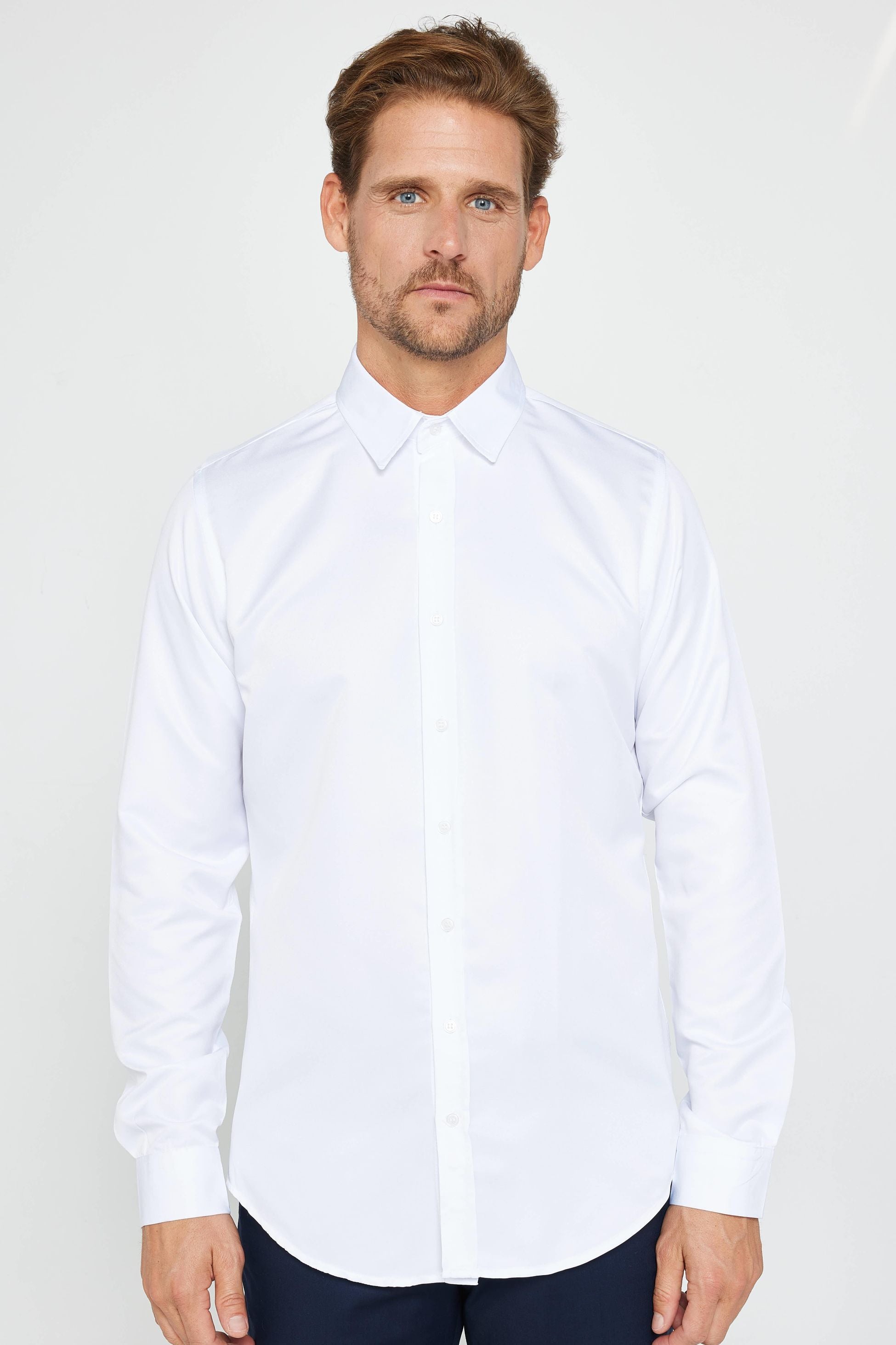 Chemise habillée à manches longues ajustée - POLY - Blanc