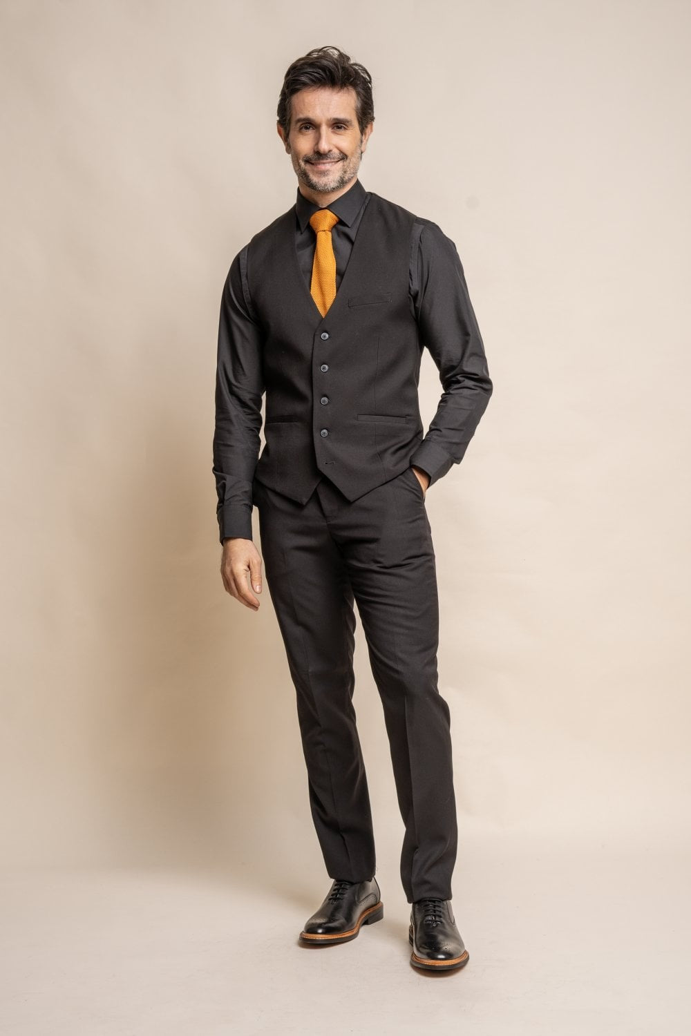 Herren Slim Fit Schwarze Formelle Weste - MARCO - Schwarz