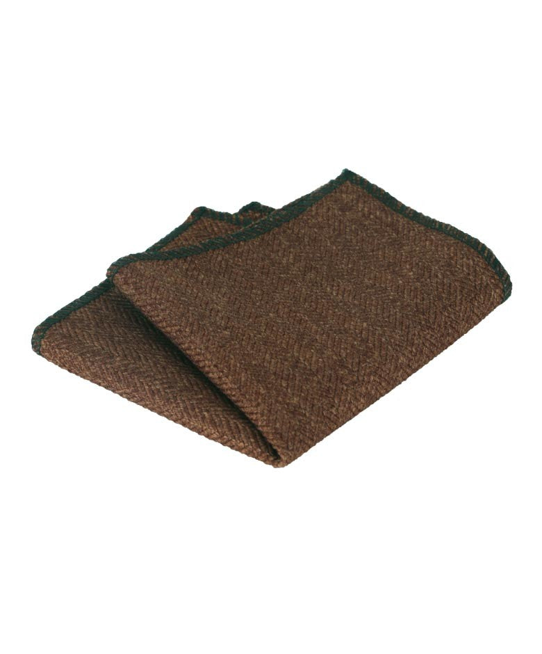 Mouchoir de Poche en Tweed à Motif Chevron pour Hommes et Garçons - Brun