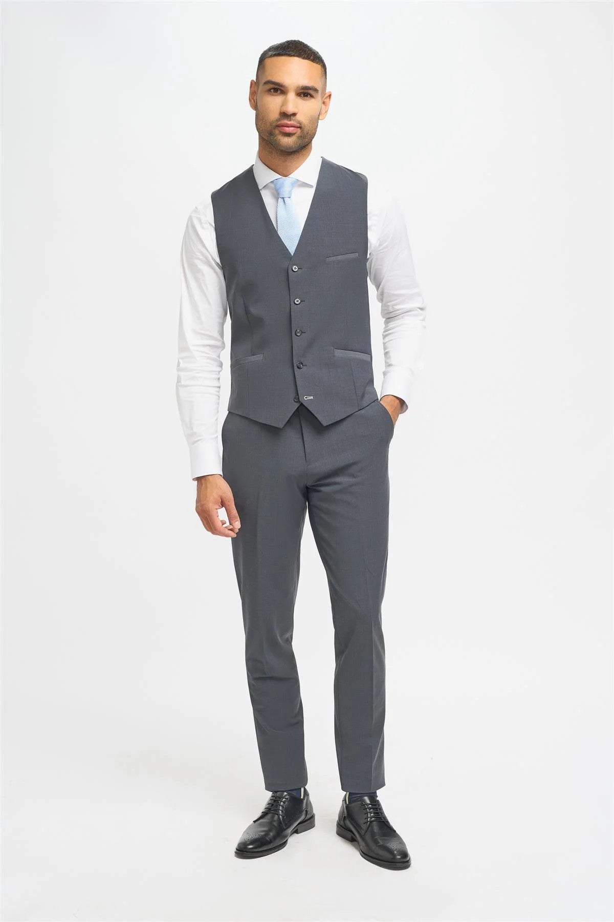 Costume slim fit en mélange laine - BOND - Gris Charbon