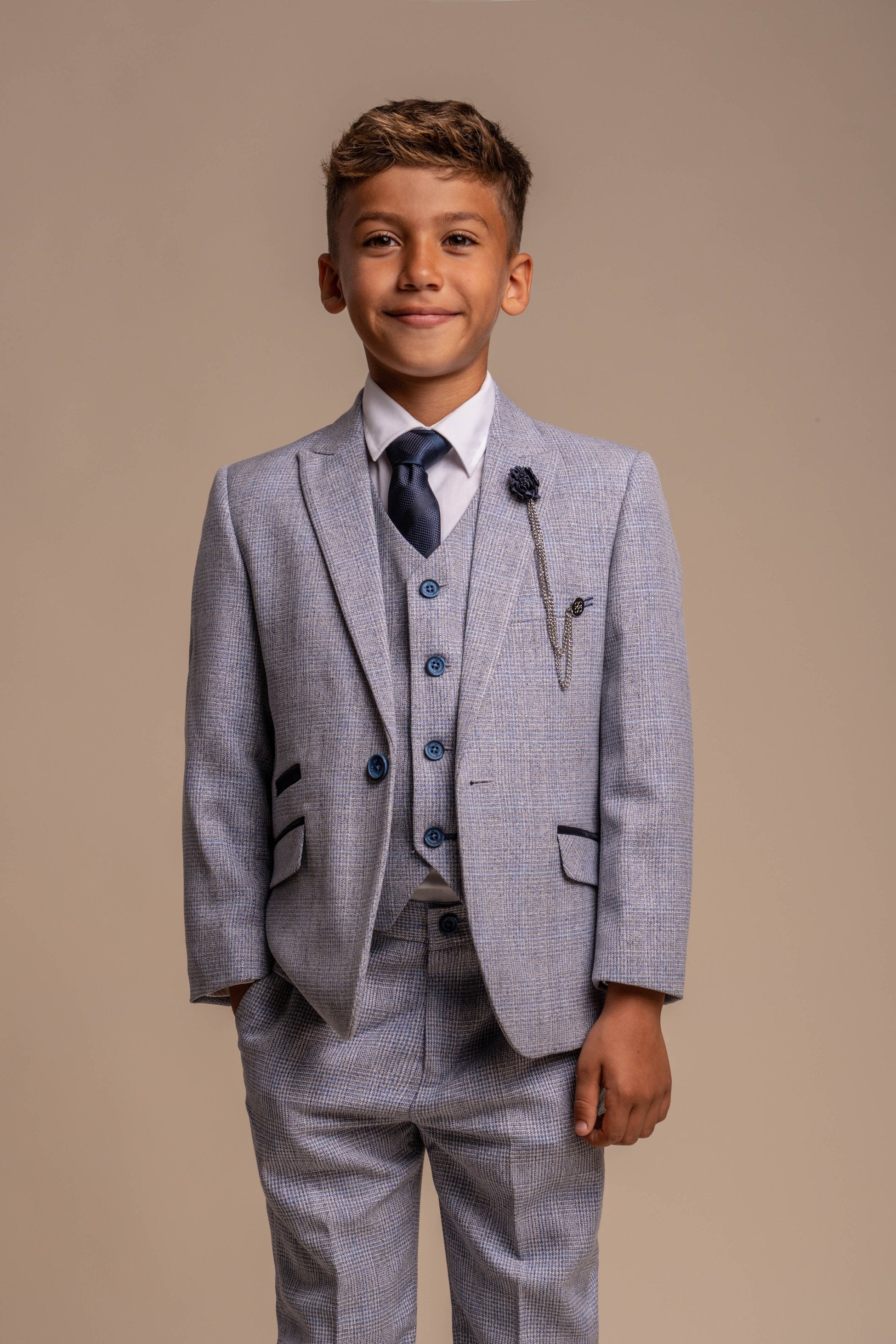 Boys Slim Fit Formal Suit - CARIDI - Blue