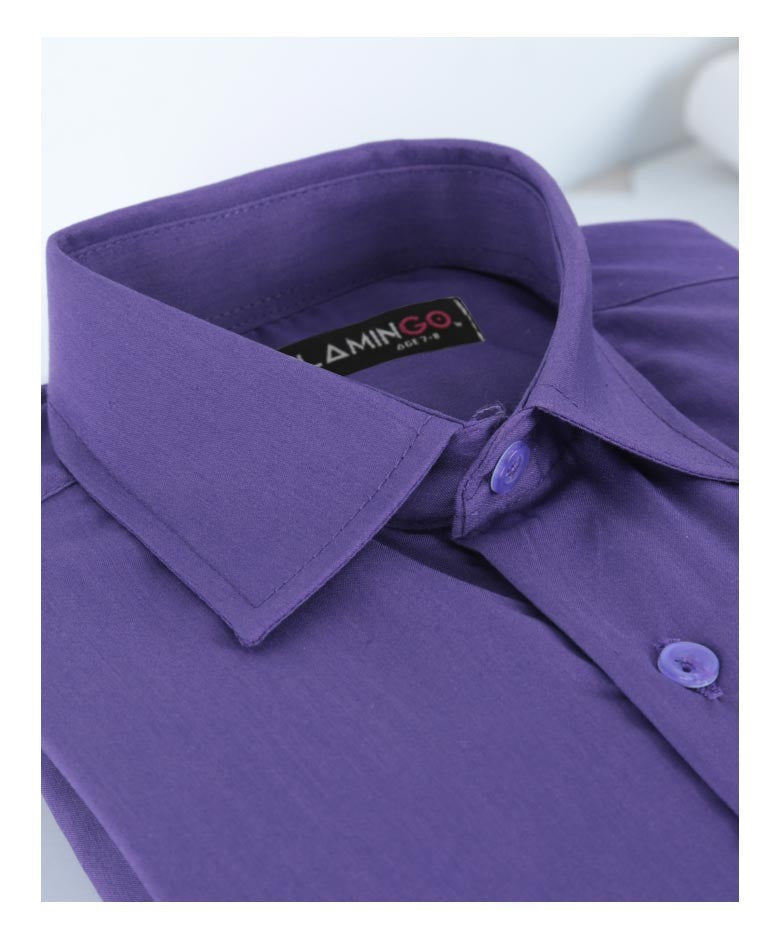 Boys Cotton Blend Formal Shirt - Purple