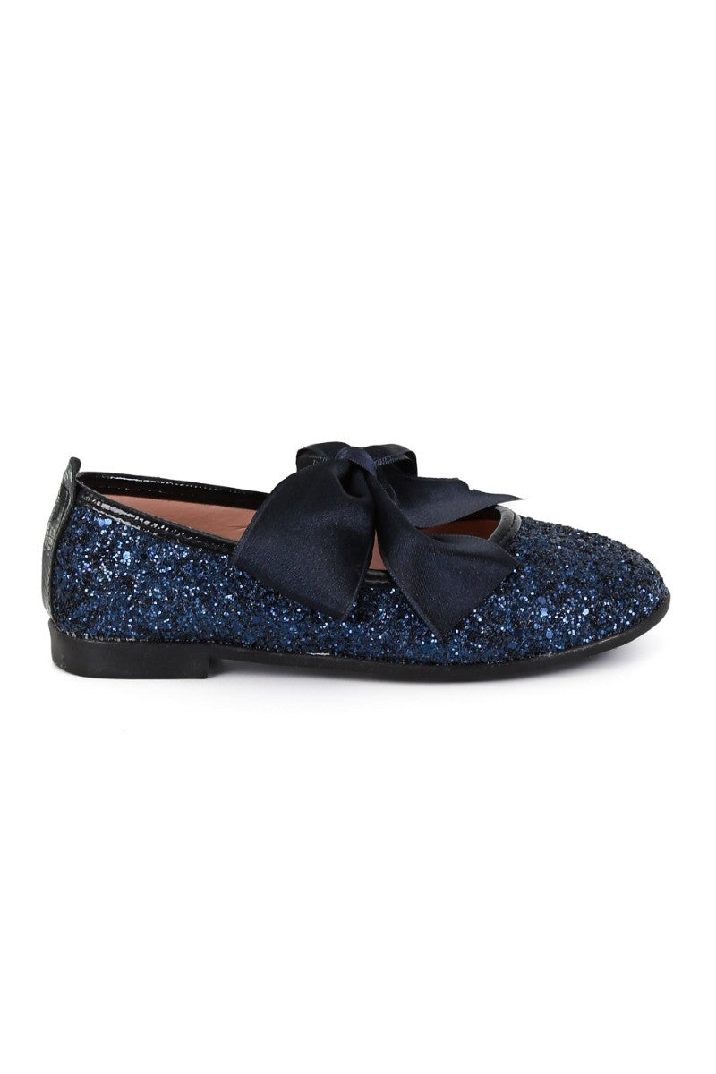 Mädchen Glitzer Ballerina Flache Pumps - LOLA - Navyblau