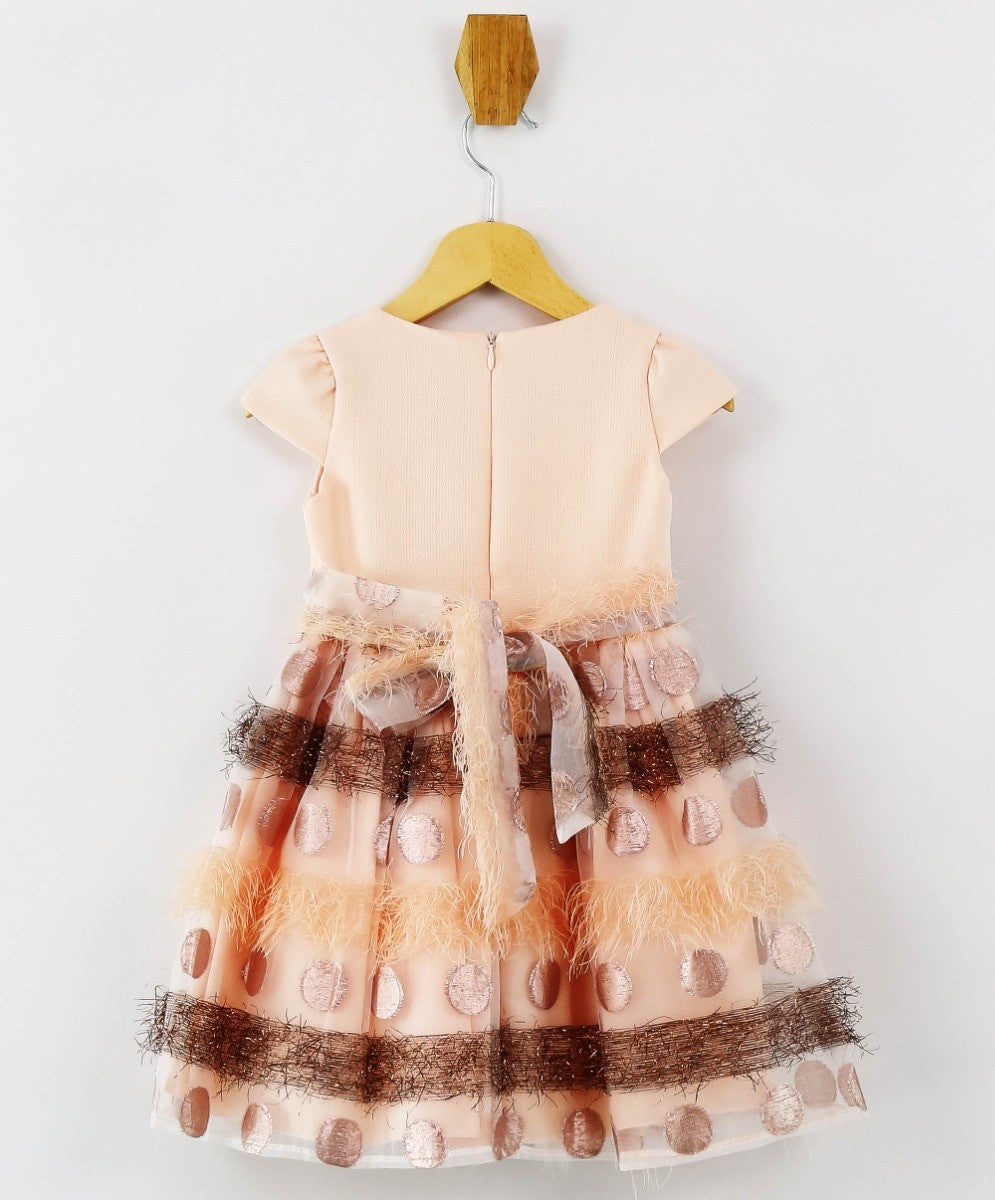 Ensemble de Robe à Pois Saumon pour Filles - 3 Pièces - Pêche