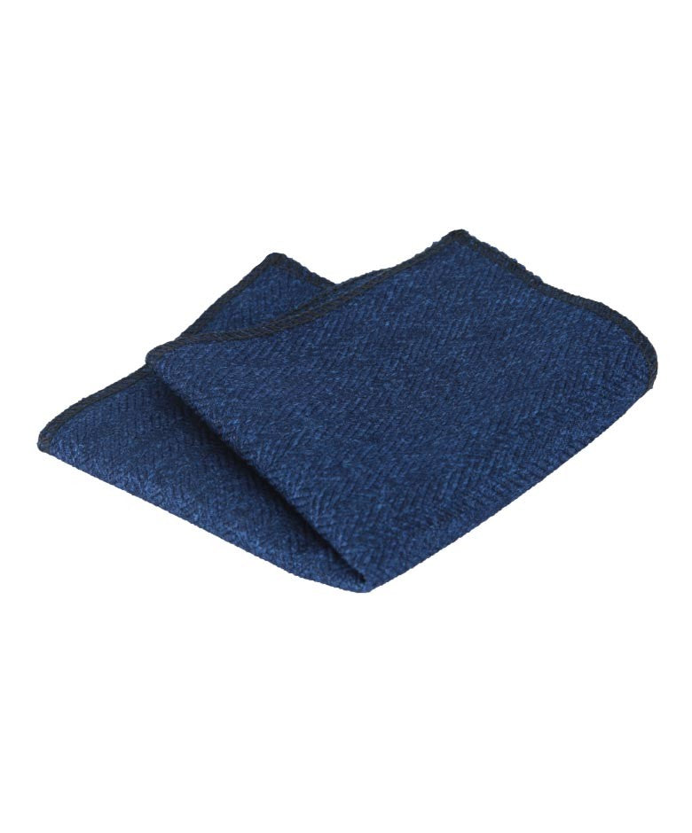 Mouchoir de Poche en Tweed à Motif Chevron pour Hommes et Garçons - Bleu Marine