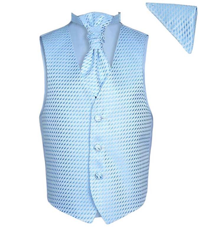 Jungen Gemusterte Weste Krawatte Taschentuch-Set - Babyblau