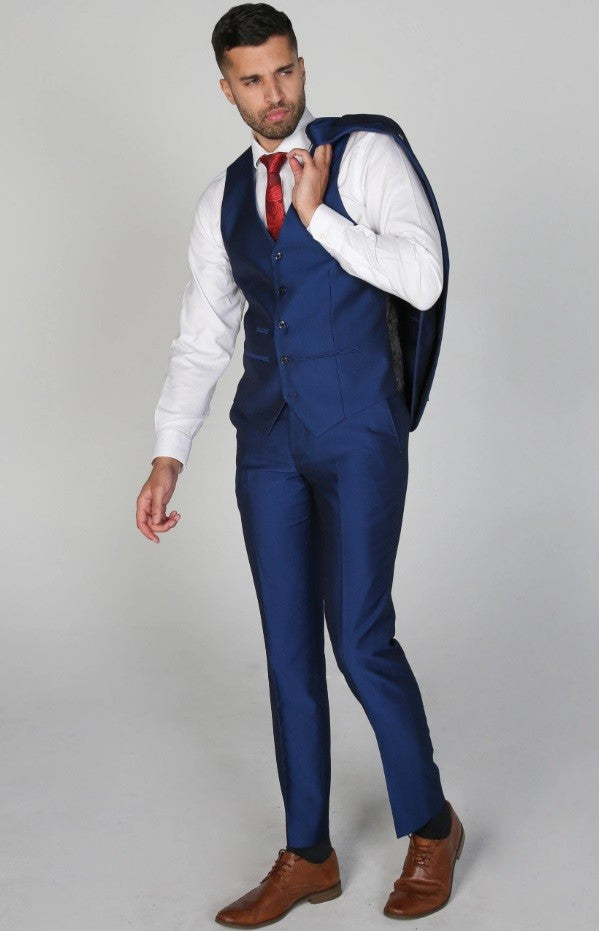 Costume à Effet Satin Bleu Tailleur pour Homme - KINGSLEY - Royal Blue