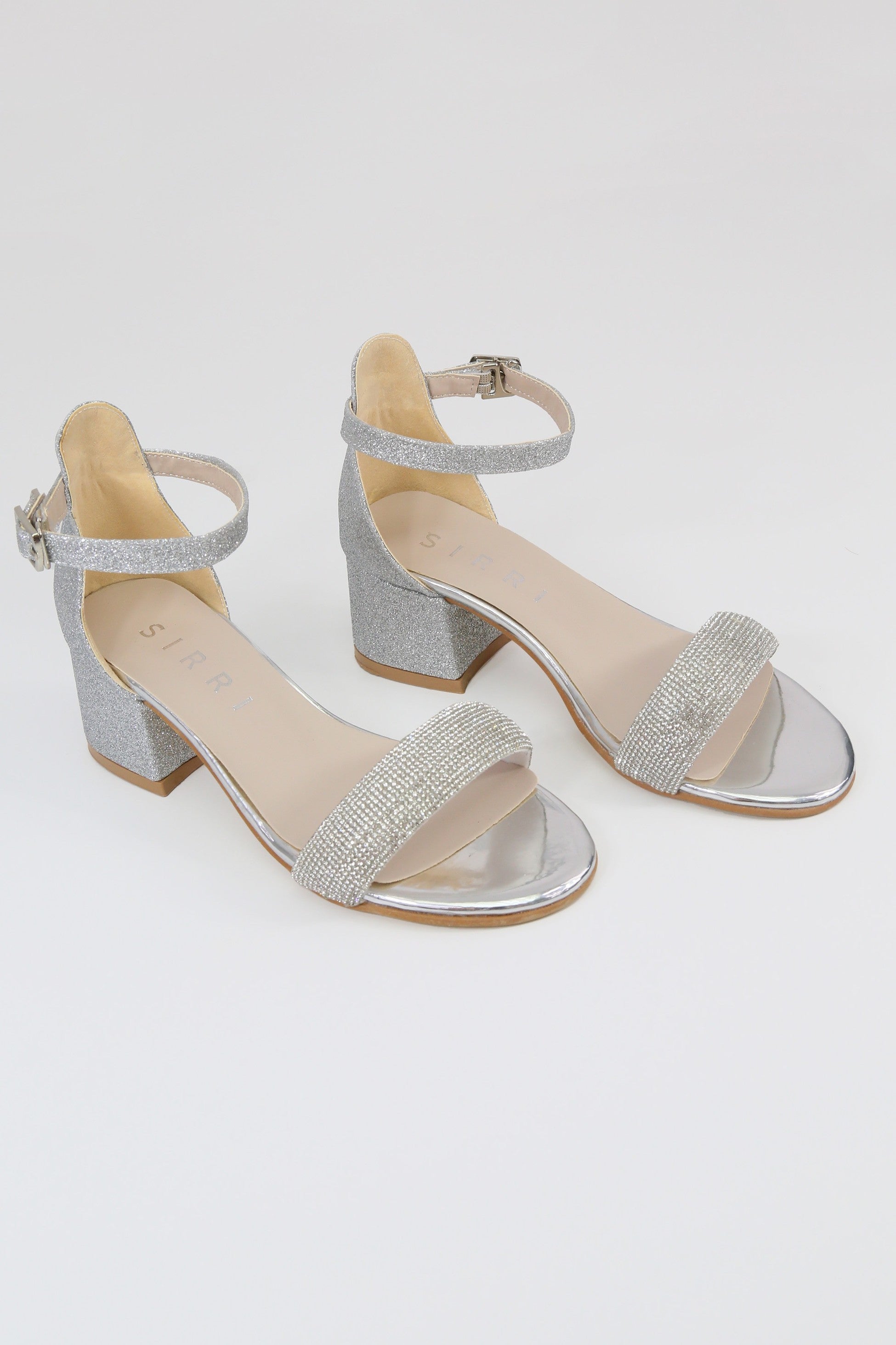 Mädchen Strass Blockabsatz Sandalen - LARA - Silber