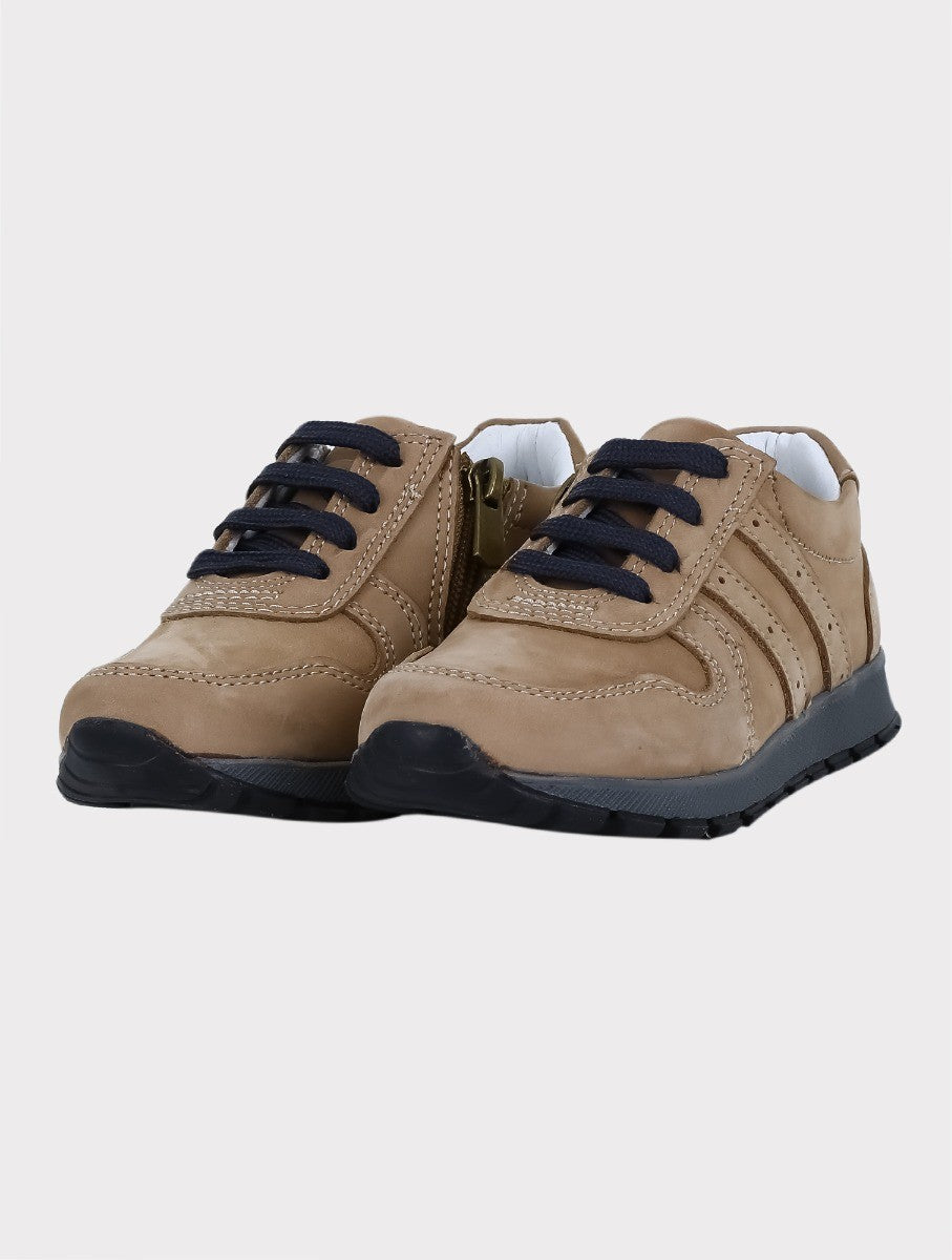 Boys Genuine Leather Casual Sneaker Shoes - Beige