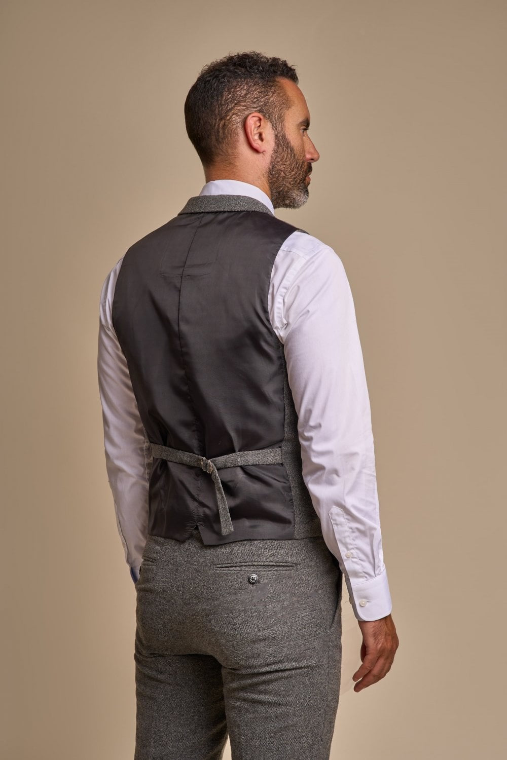 Gilet en tweed à chevrons ajusté pour hommes - MARTEZ - Gris