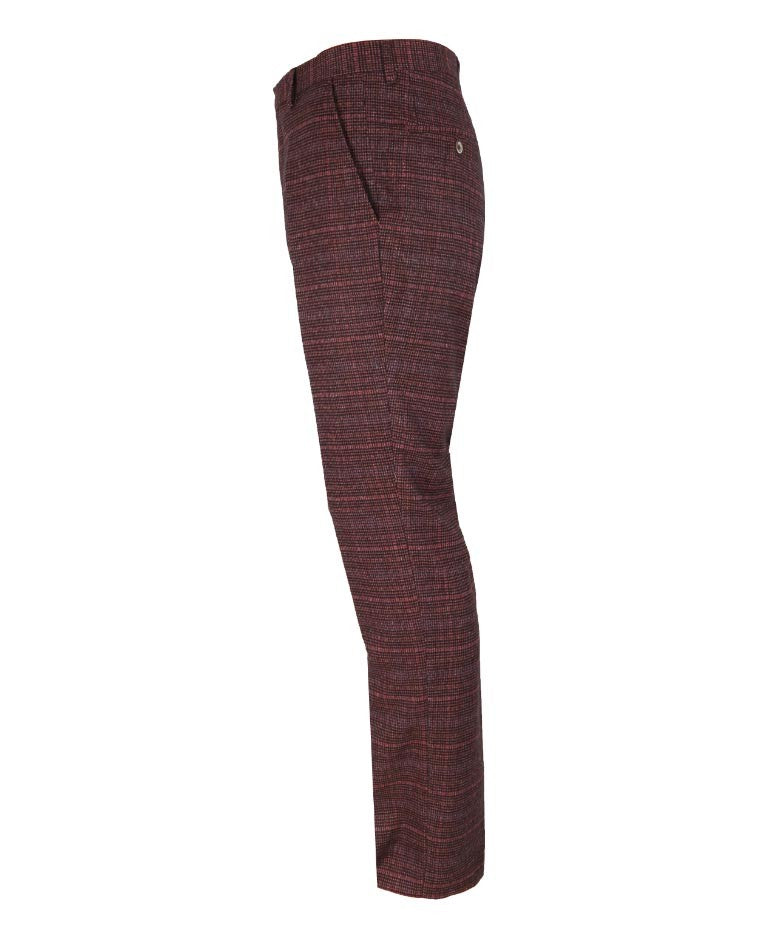 Pantalon en tweed ajusté à carreaux - CARLY Vin - Vin