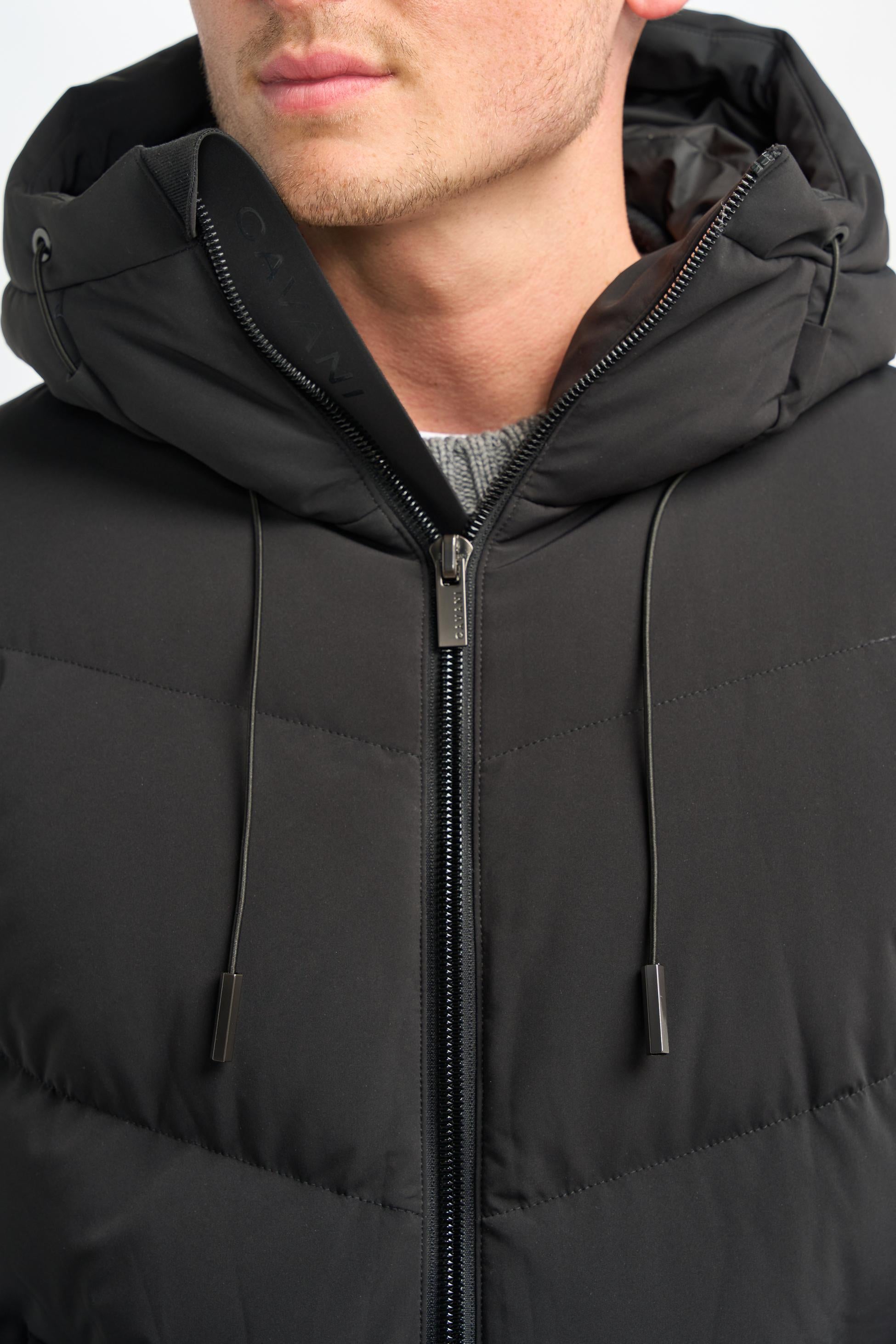 Herren Gequiltete Pufferjacke Wintermantel - FABINI - Schwarz