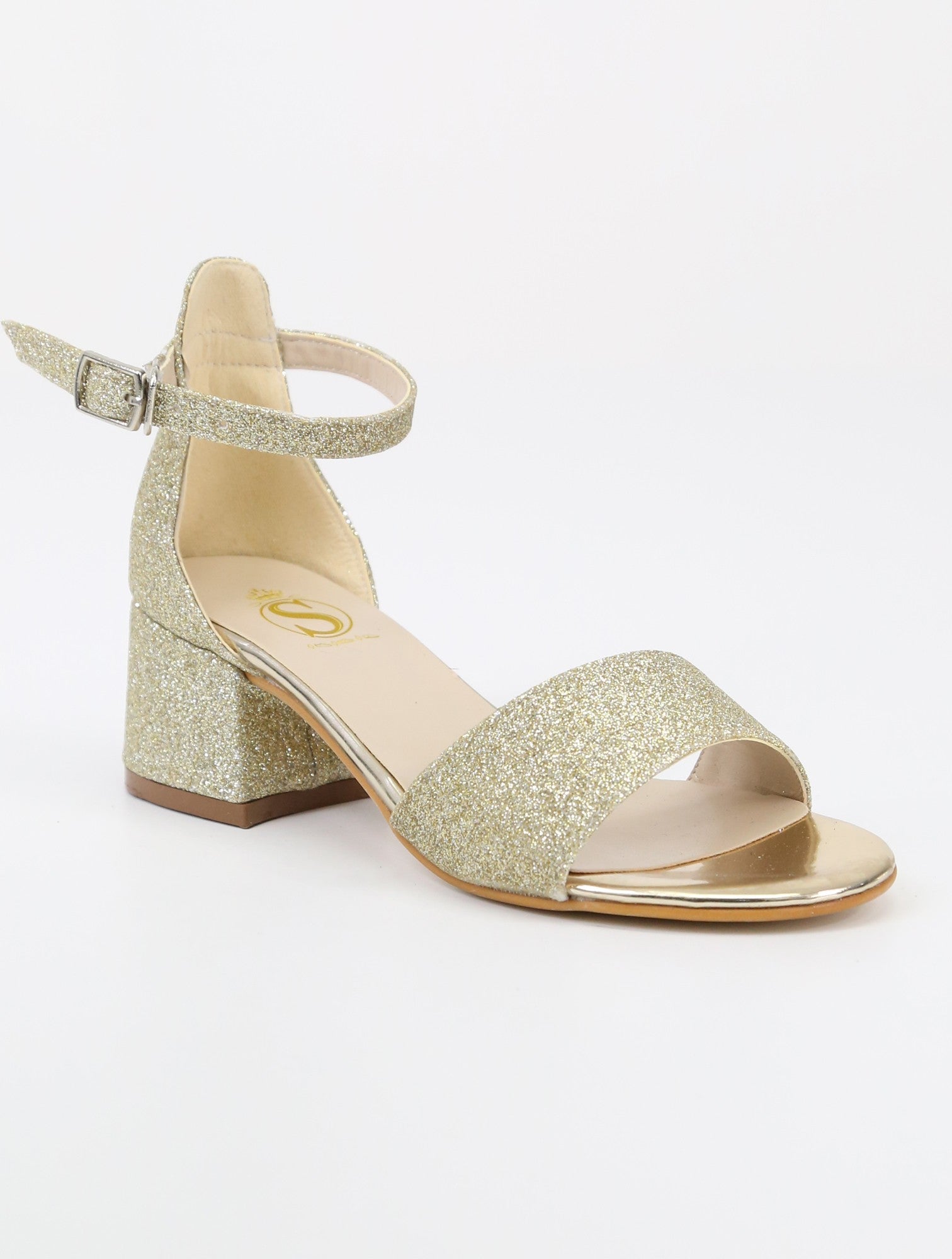 Mädchen Knöchelriemen Blockabsatz Sandalen - SPARKLE - Gold