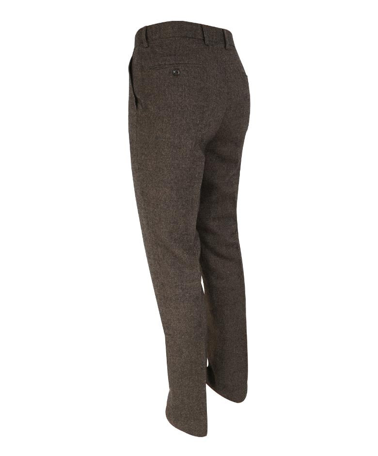 Herren Fischgrät Tweed Slim Fit Formalanzug - MARTEZ - Braun