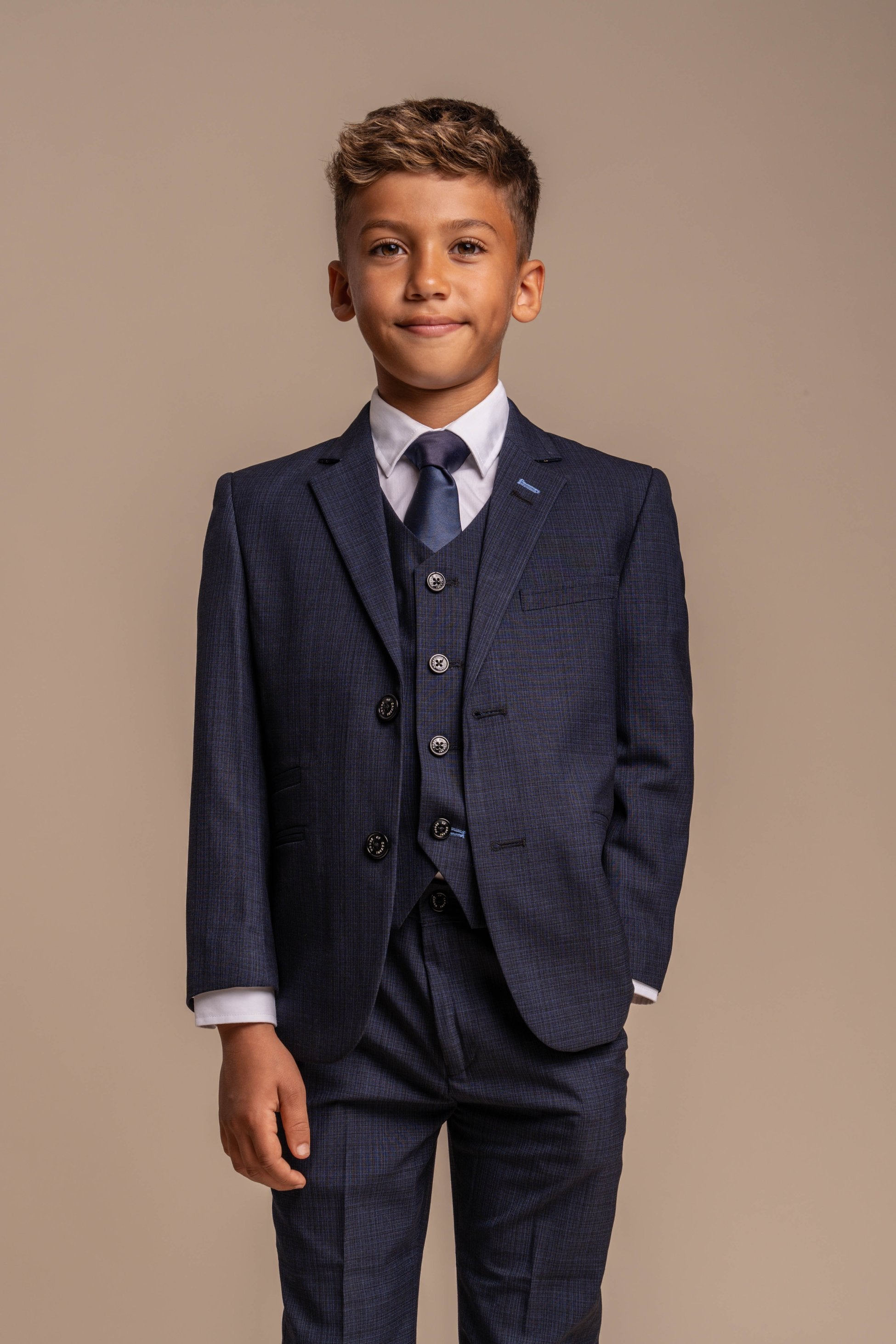 Boys Slim Fit Navy Suit - SEEBA - Navy Blue