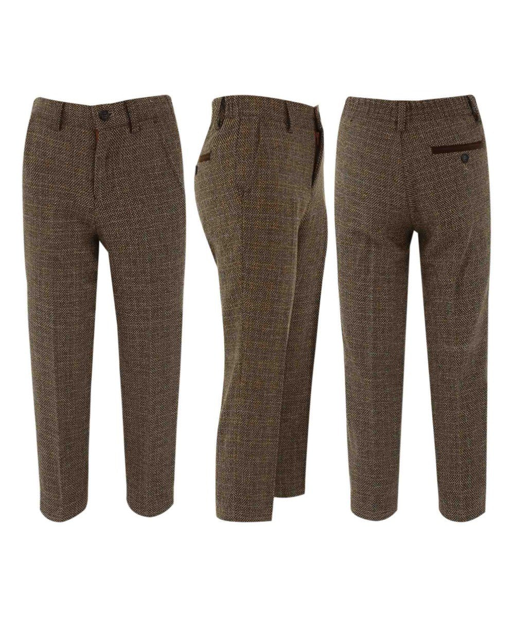 Costume Formel en Tweed Tailored Fit pour Garçons - Ralph - Marron