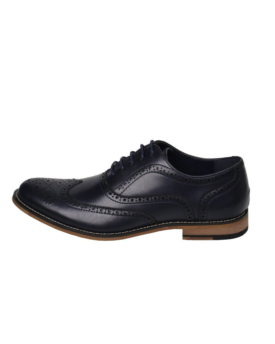 Herren Schnürsenkel Leder Brogue Schuhe - OXFORD - Marineblau