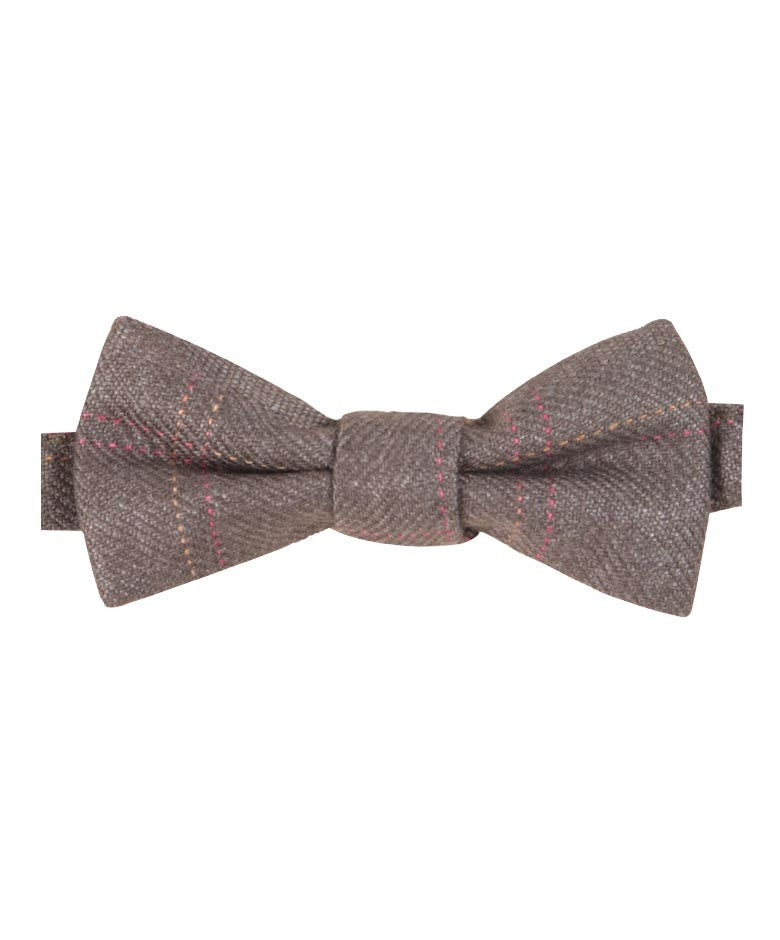 Ensemble Nœud Papillon en Tweed à Carreaux pour Garçons et Hommes - Marron Clair