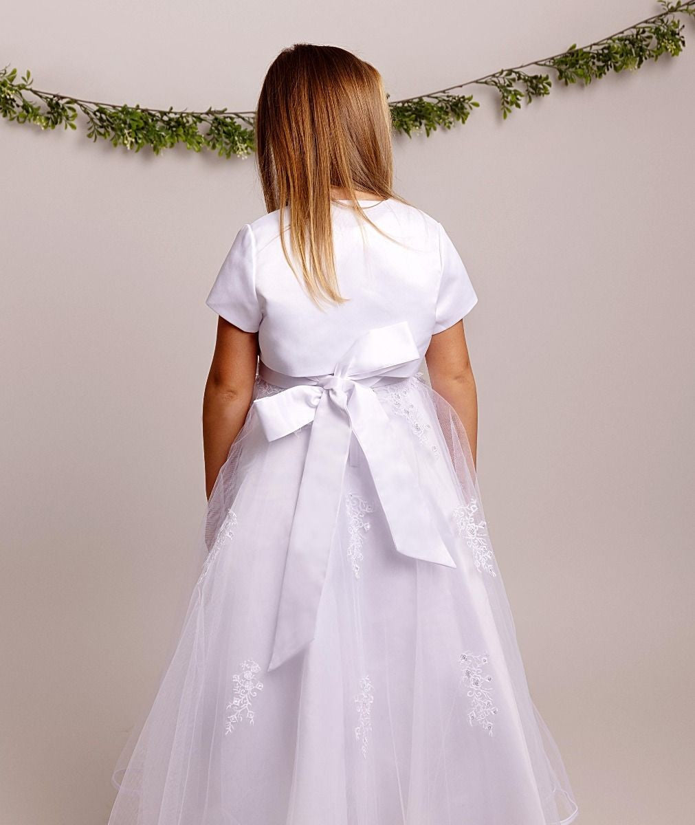 Robe en dentelle blanche pour fille d'honneur avec boléro - BEXLEY - Blanc