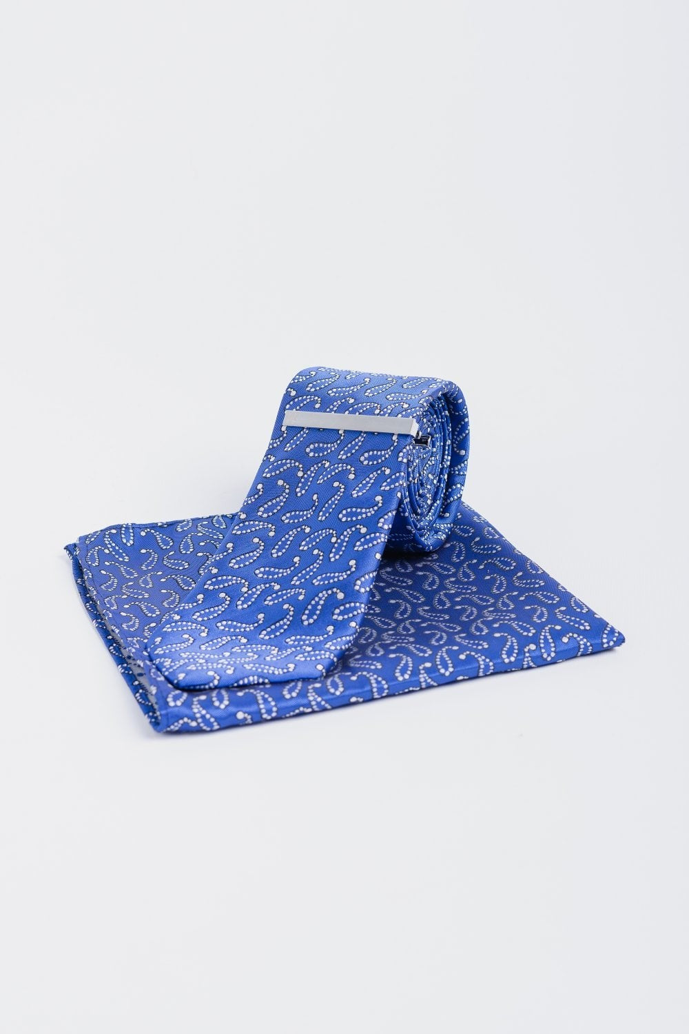 Ensemble de cravate à motifs paisley pour hommes - Bleu Clair