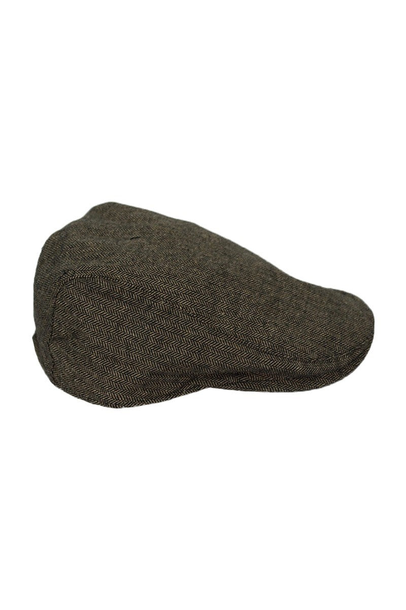 Casquette plate vintage en tweed pour hommes - MARTEZ - Marron