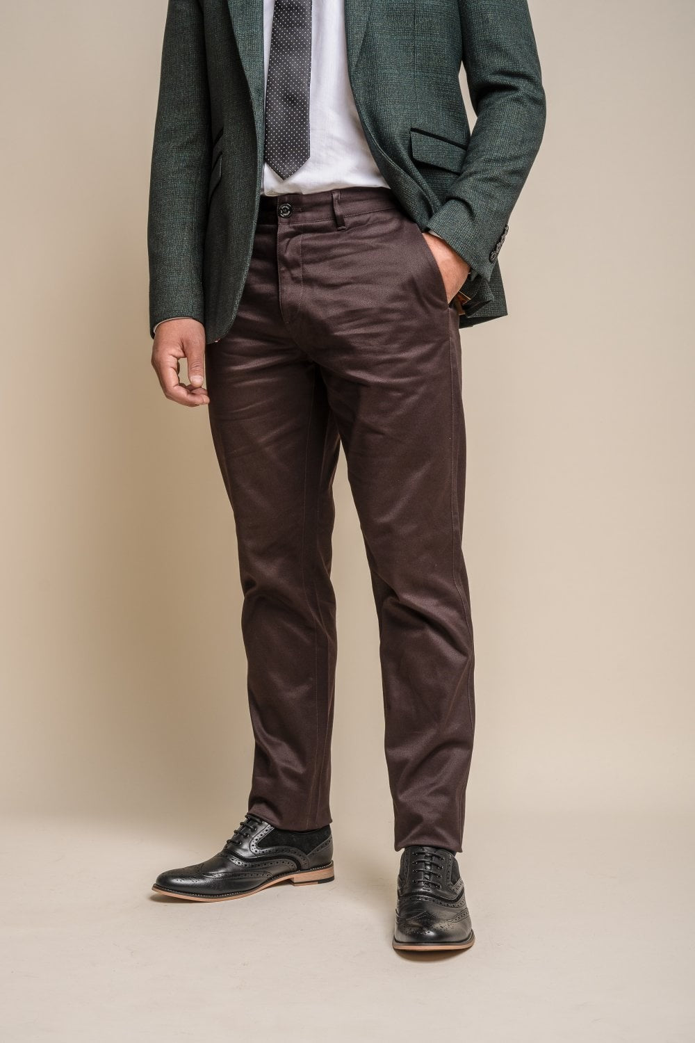 Pantalons chino en coton pour hommes - DAKOTA - Marron Chocolat