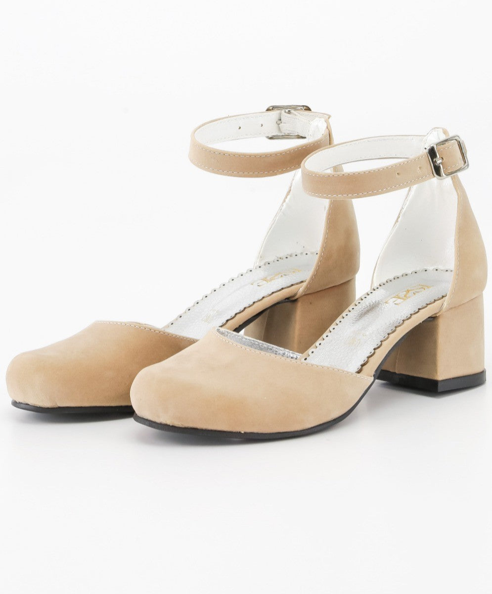 Mädchen Mary Jane Blockabsatz Schuhe - Beige