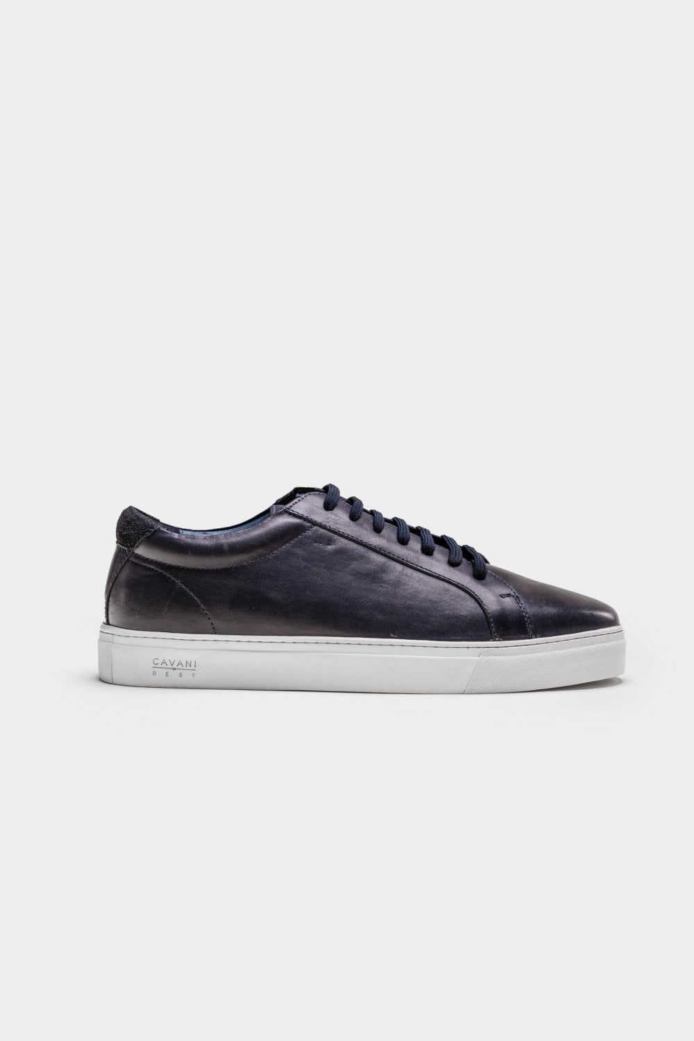 Sneakers en Cuir Véritable à Lacets pour Homme - Bleu Marine