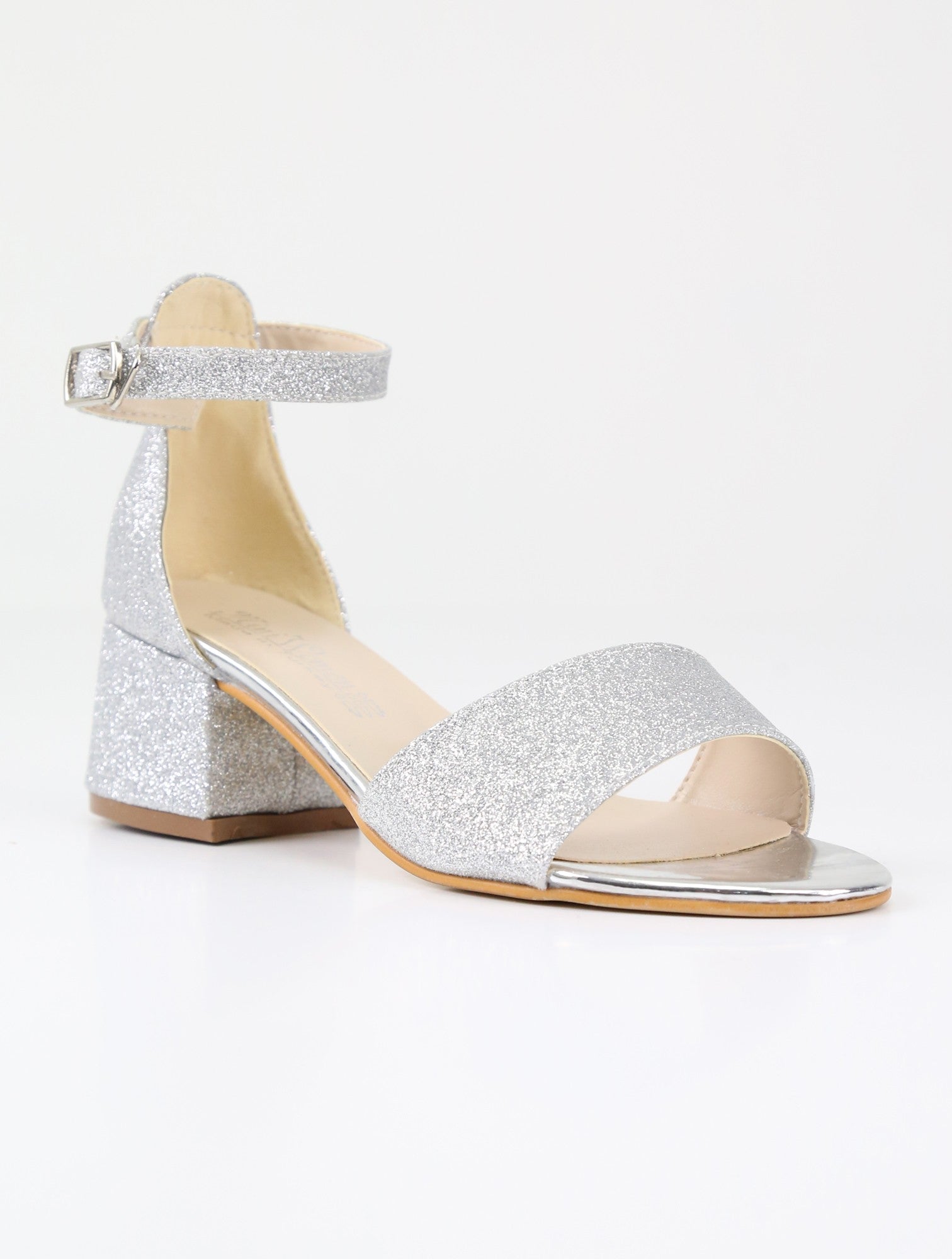 Sandales à Bloc Talon avec Bride à la Cheville pour Filles - SPARKLE - Argent