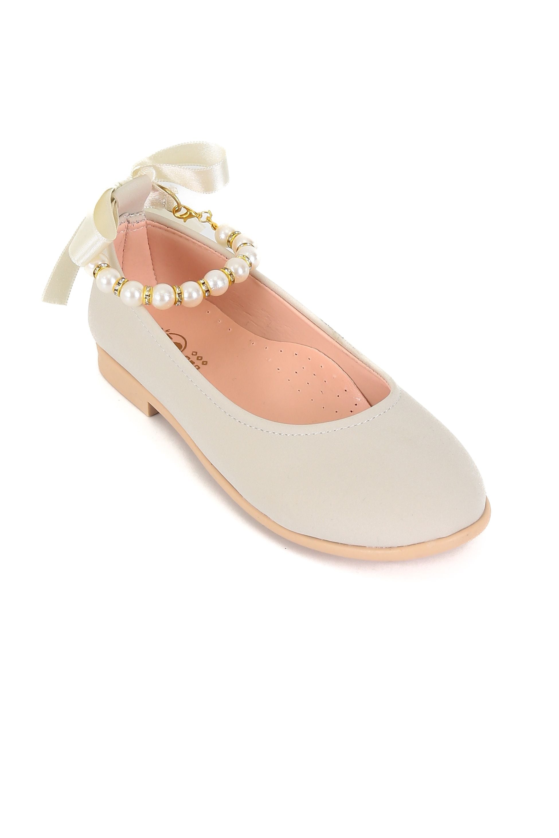 Mädchen Perlen Flache Mary Jane Schuhe - ISABEL - Beige