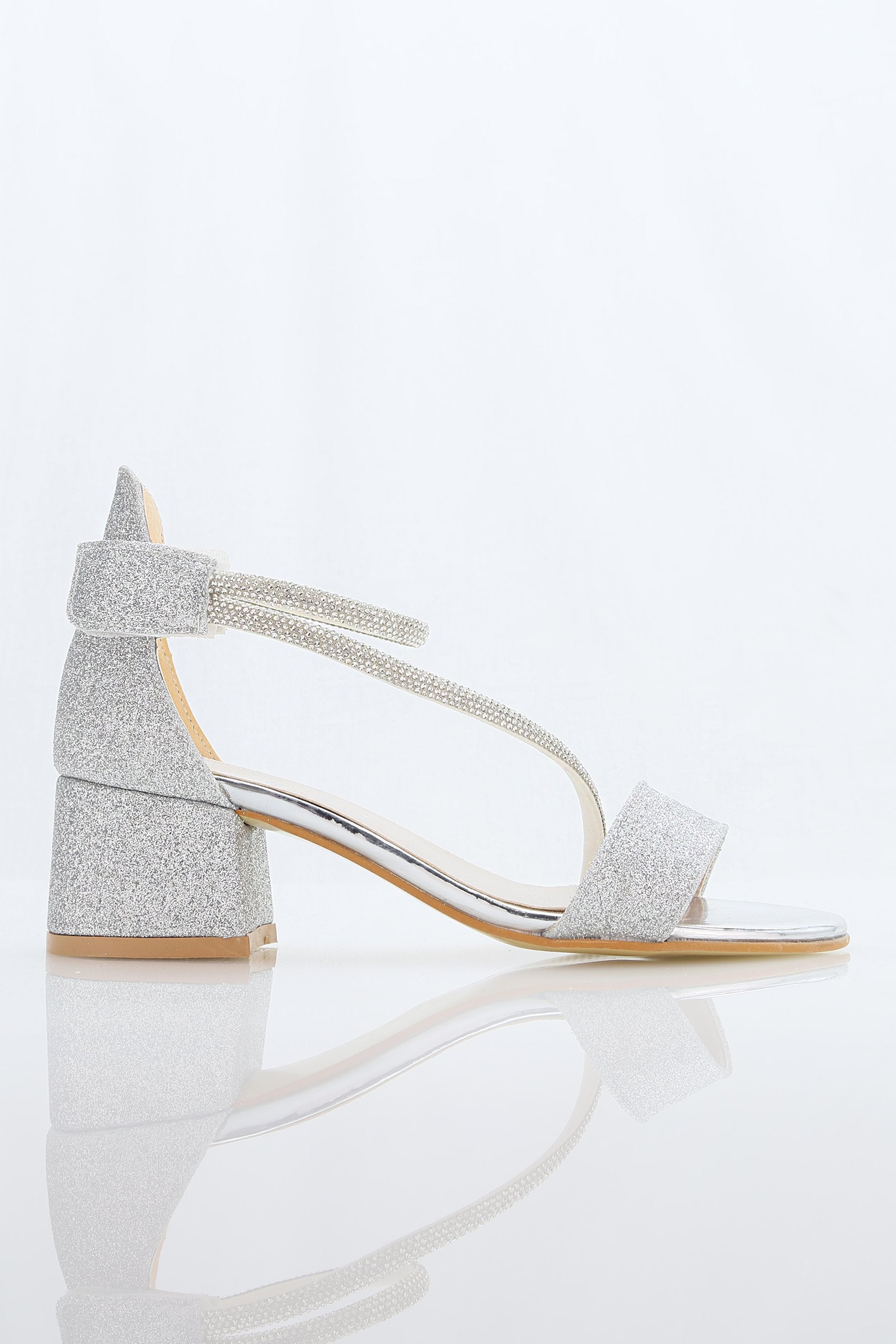 Mädchen Blockabsatz Sandalen mit Strass Kreuzriemen - DAZZLE - Silber