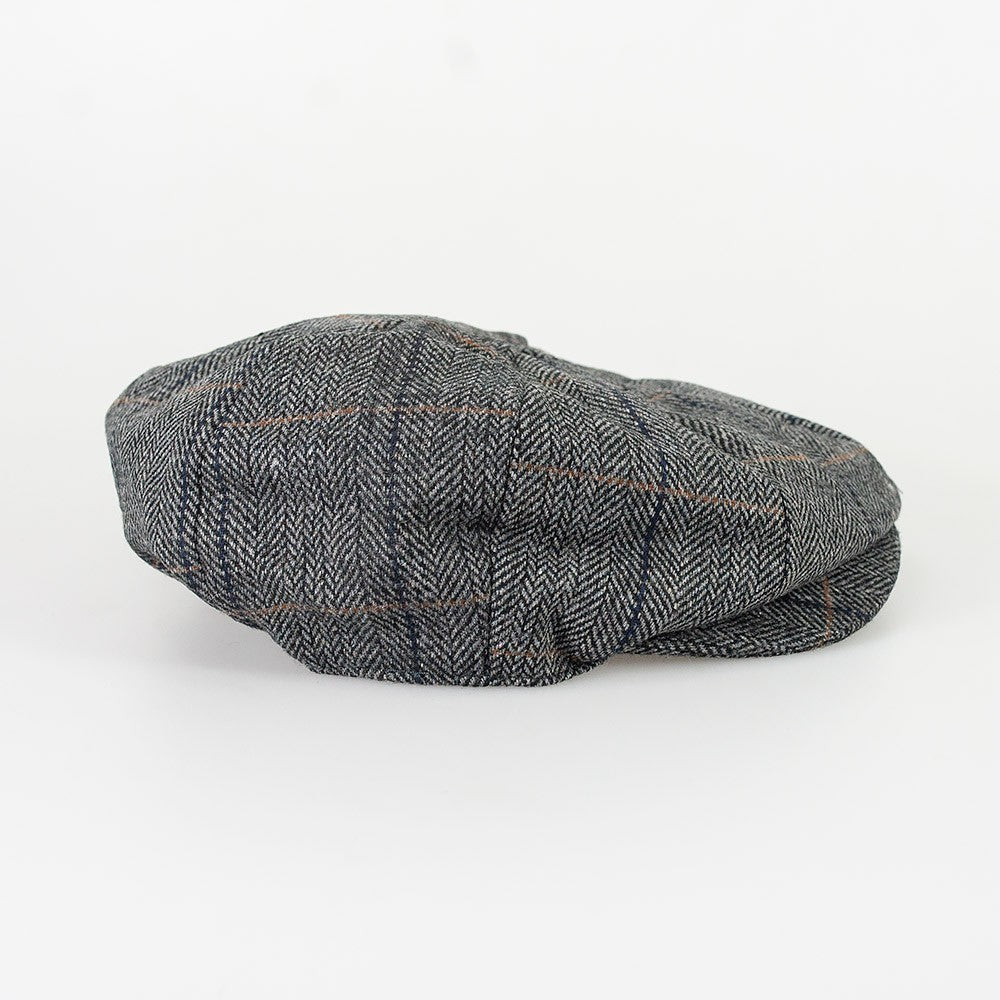 Casquette plate de garçon boulanger en tweed à carreaux - Albert - Gris