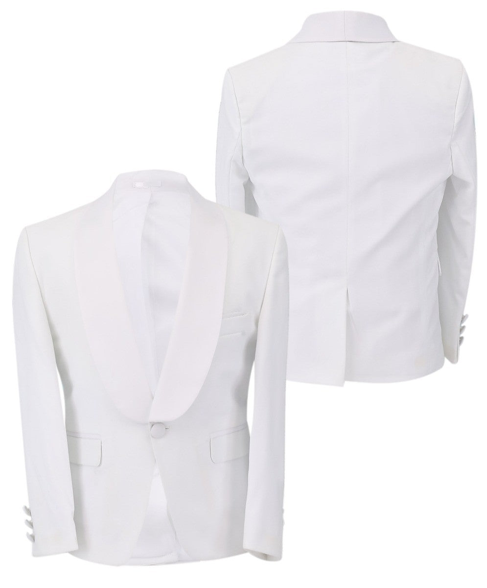 Jungen Kommunion Slim Fit Tuxedo Anzug - Weiß