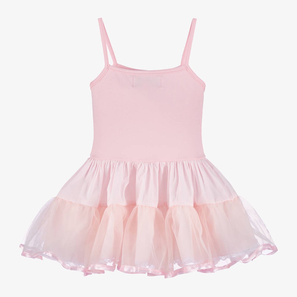 Baby Girl Ballerina Petticoat White Cotton Dress - Pink