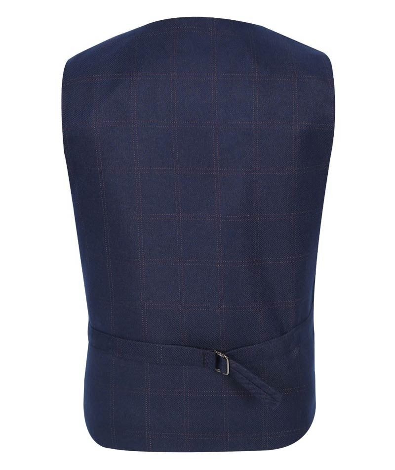 Ensemble Gilet en Tweed à Motif Check pour Hommes et Garçons - Bleu Marine