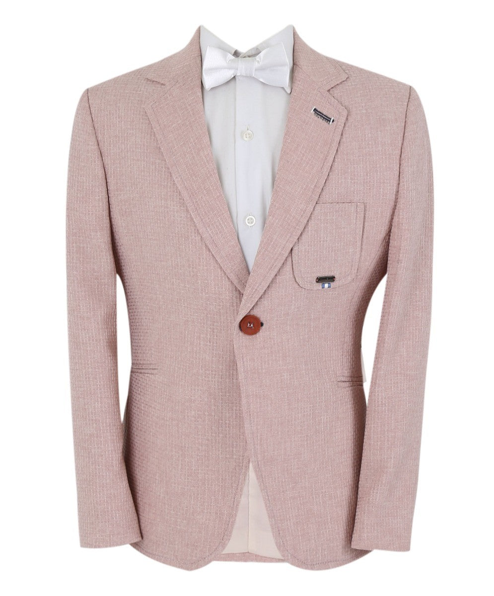 Blazer en Tissu Twill Simple Bouton Slim Fit pour Garçons - TERRY - Rose Poudré